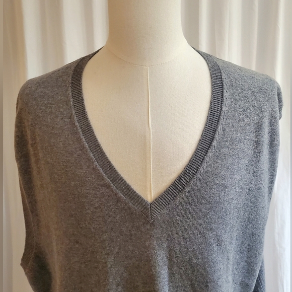 Kallspin Cashmere Wool Blend Sweater Vest Men's Size 2XL Medium Gray V-Neck. - Picture 5 of 9